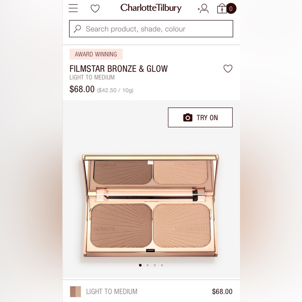 Charlotte Tilbury FILMSTAR BRONZE & GLOW contour highlight duo compact powder